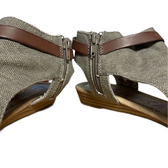 Blowfish Boho Tan & Brown Balla Open Toe Canvas Sandals w/Belt (Size: 7.5) - Picture 4 of 12